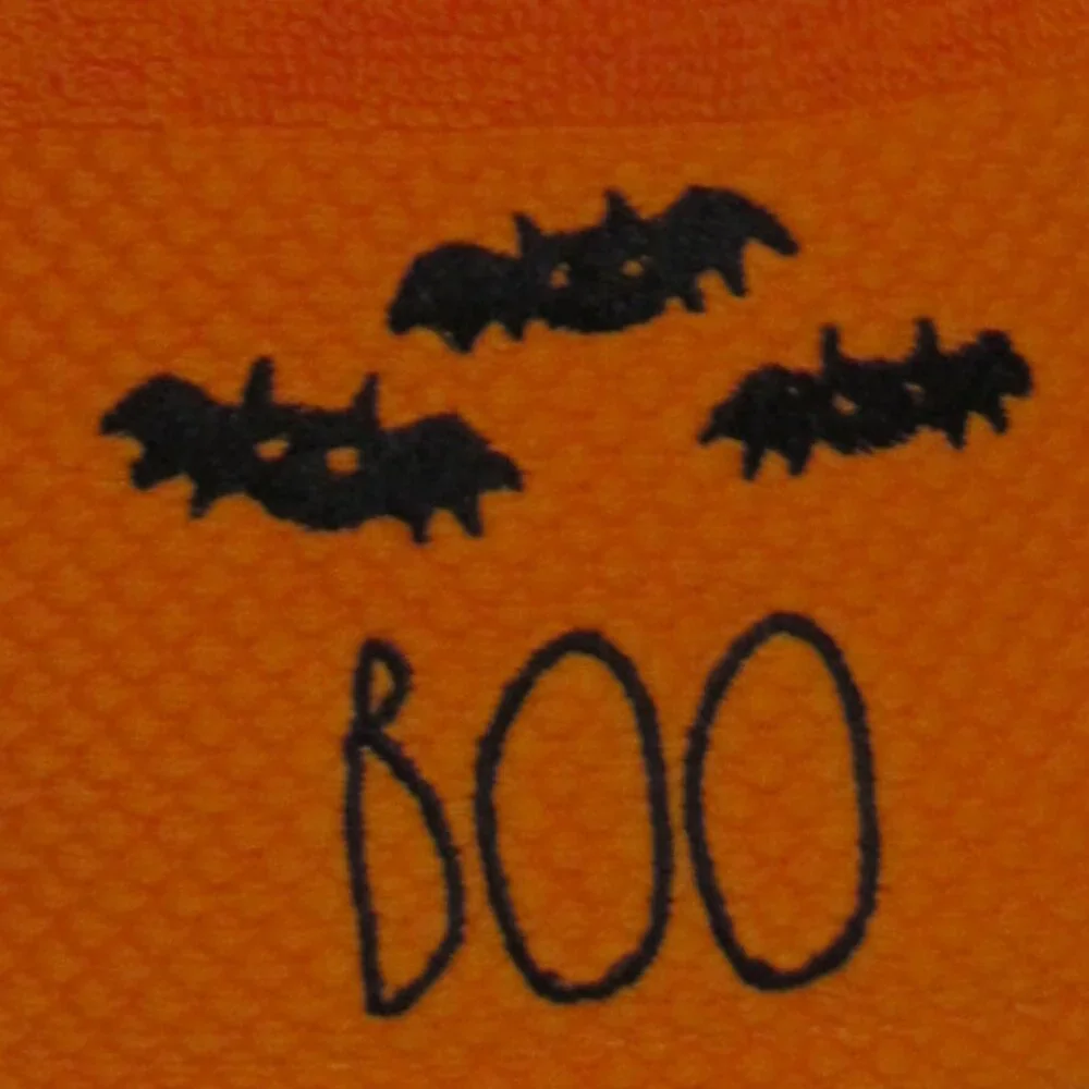 Rae Dunn Orange Halloween Set of 2 Embroidered BOO Hand Towels 16